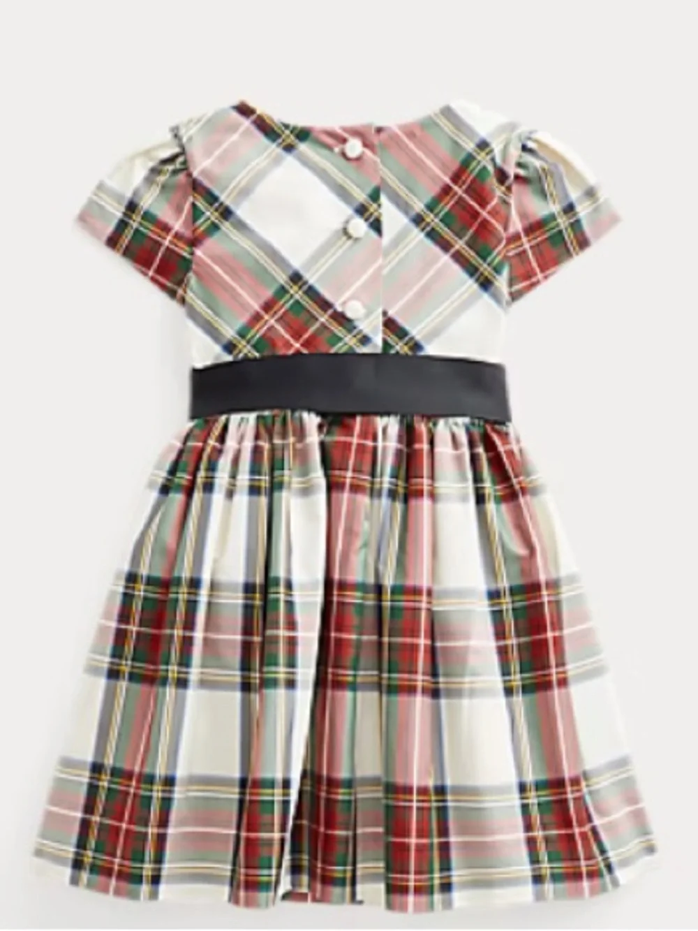 Ralph Lauren Formal Plaid Fit-and-Flare Dress with Black Bow